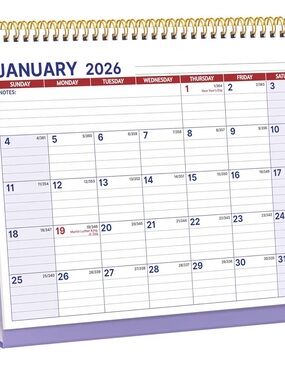 Undated Purple Desk Calendar Wall Planner - Home Office